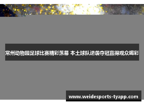 常州动物园足球比赛精彩落幕 本土球队逆袭夺冠赢得观众喝彩